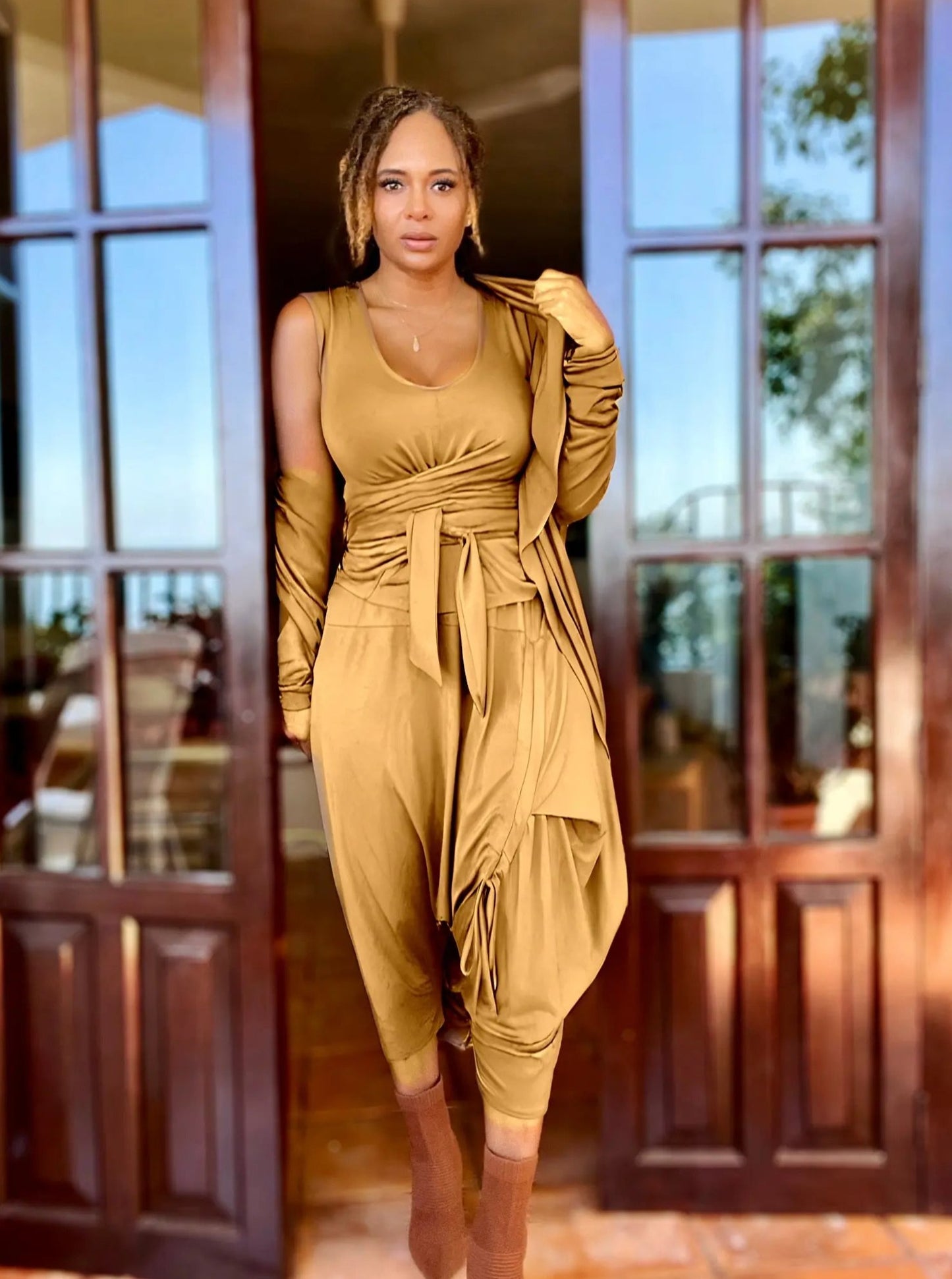 Moroccan Top and Bottom Set- Golden Brown KOKO HARLEY