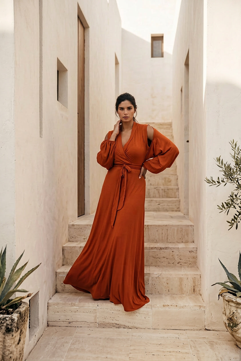 Ibiza Dress Set-Burnt Orange