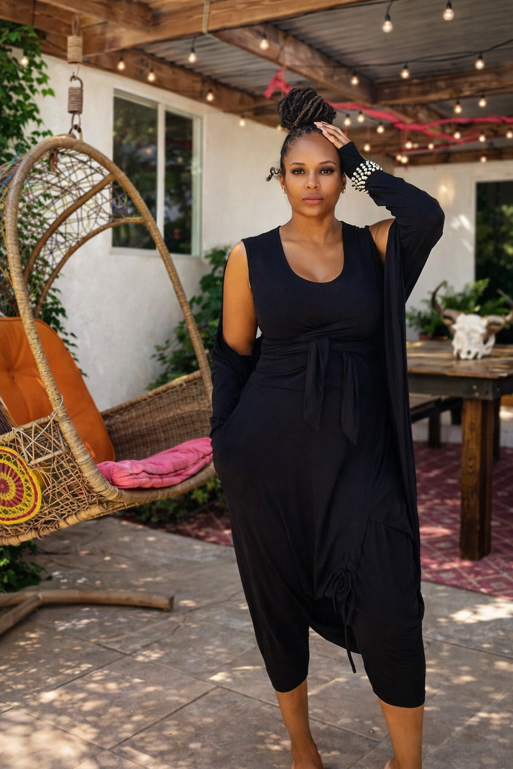 Moroccan Top and Pant Set in Black