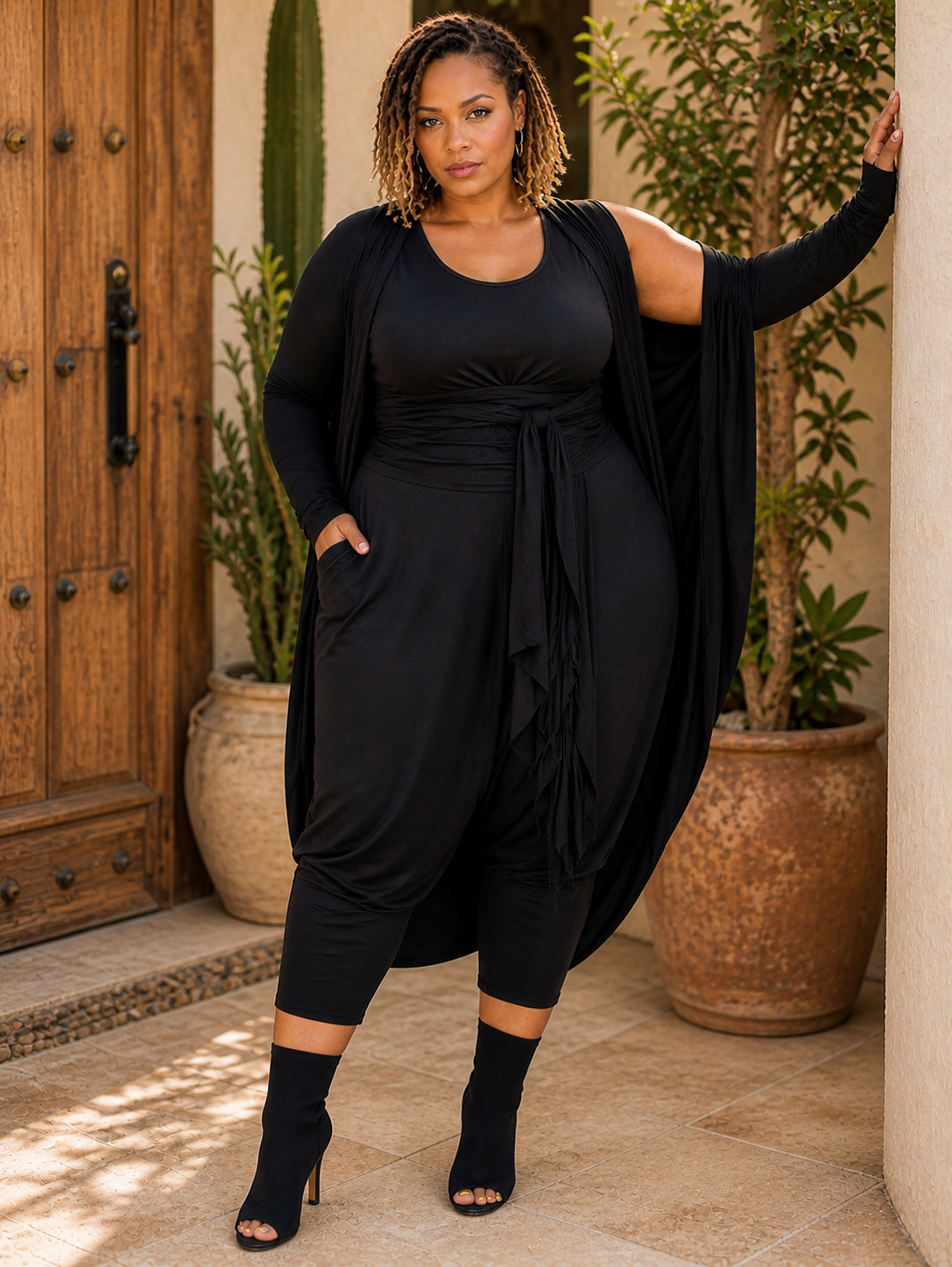 Moroccan Top and Pant Set in Black