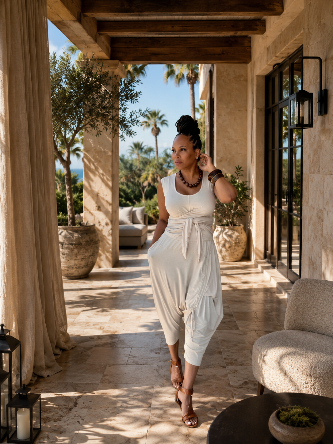 Moroccan Top and Pant Set- Desert Sand
