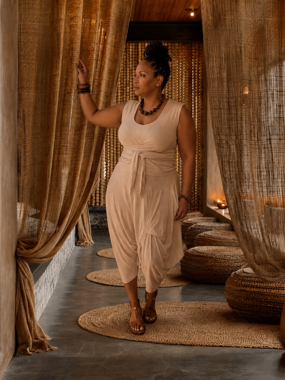 Moroccan Top and Pant Set- Desert Sand