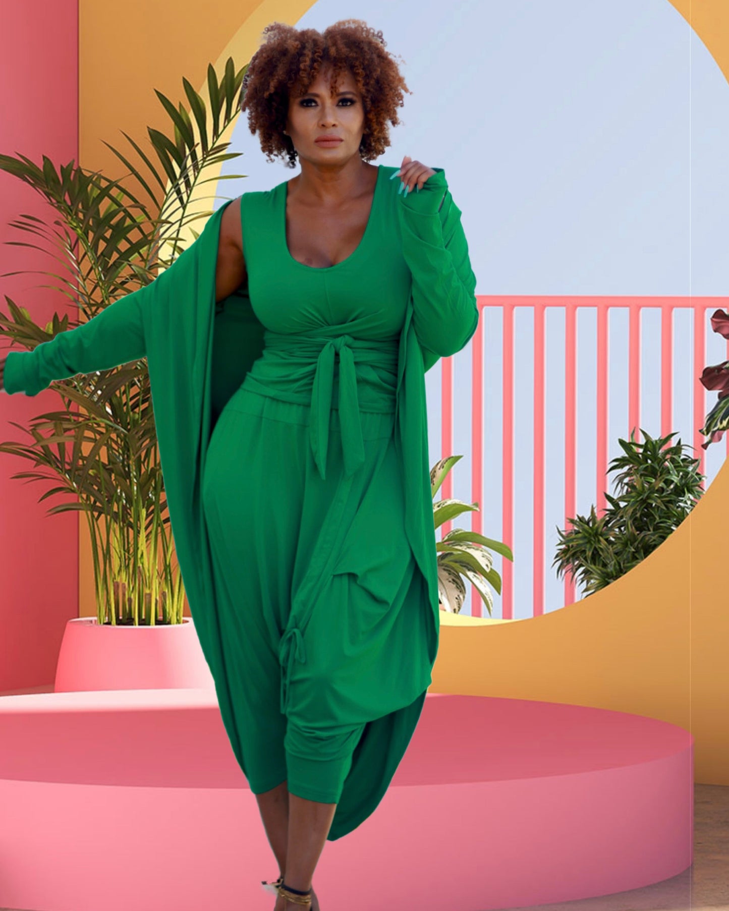 Moroccan Top and Pant Set-Bright Green